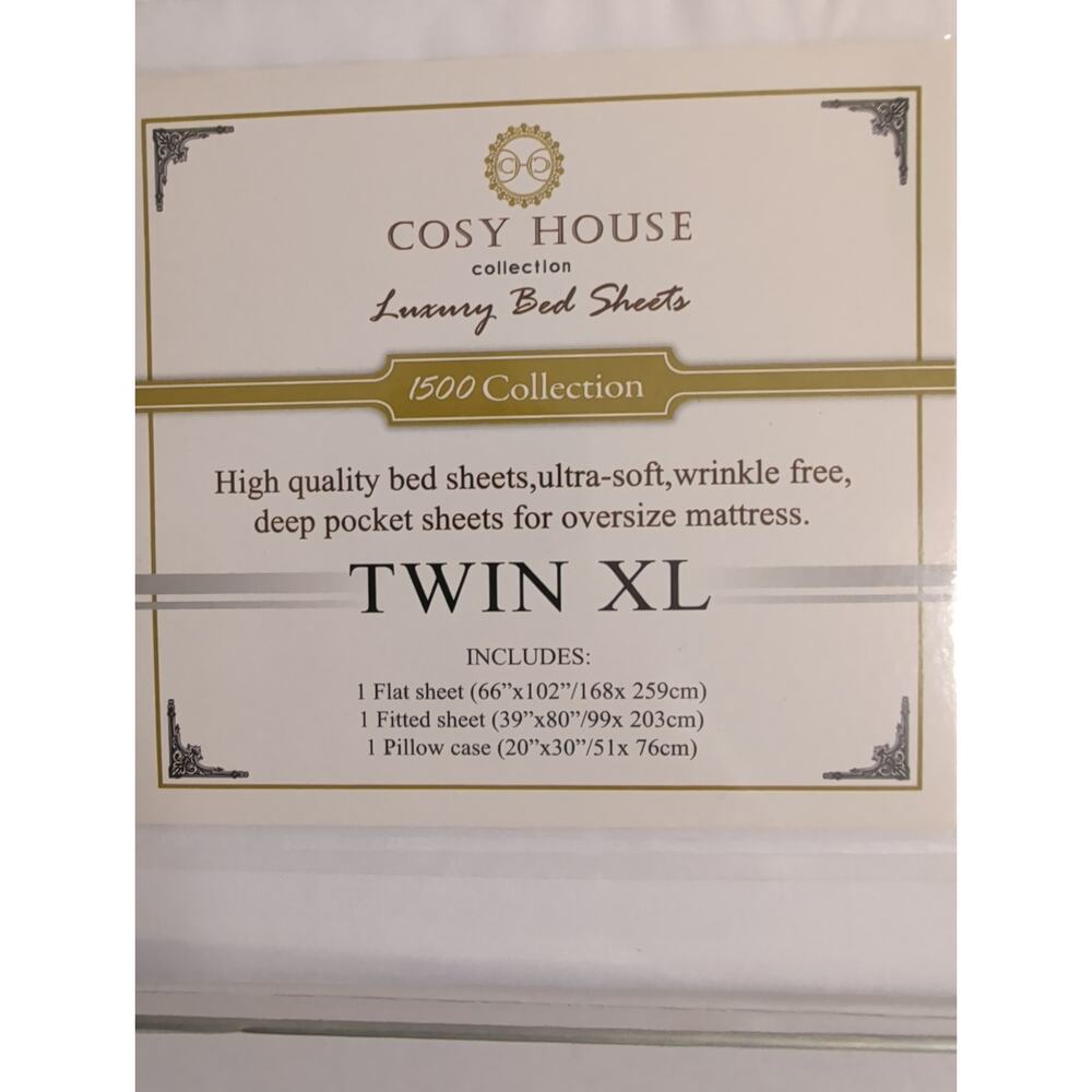Cosy House 1500 Collection Bed Sheet Set Twin XL White 3 Piece Deep Pocket